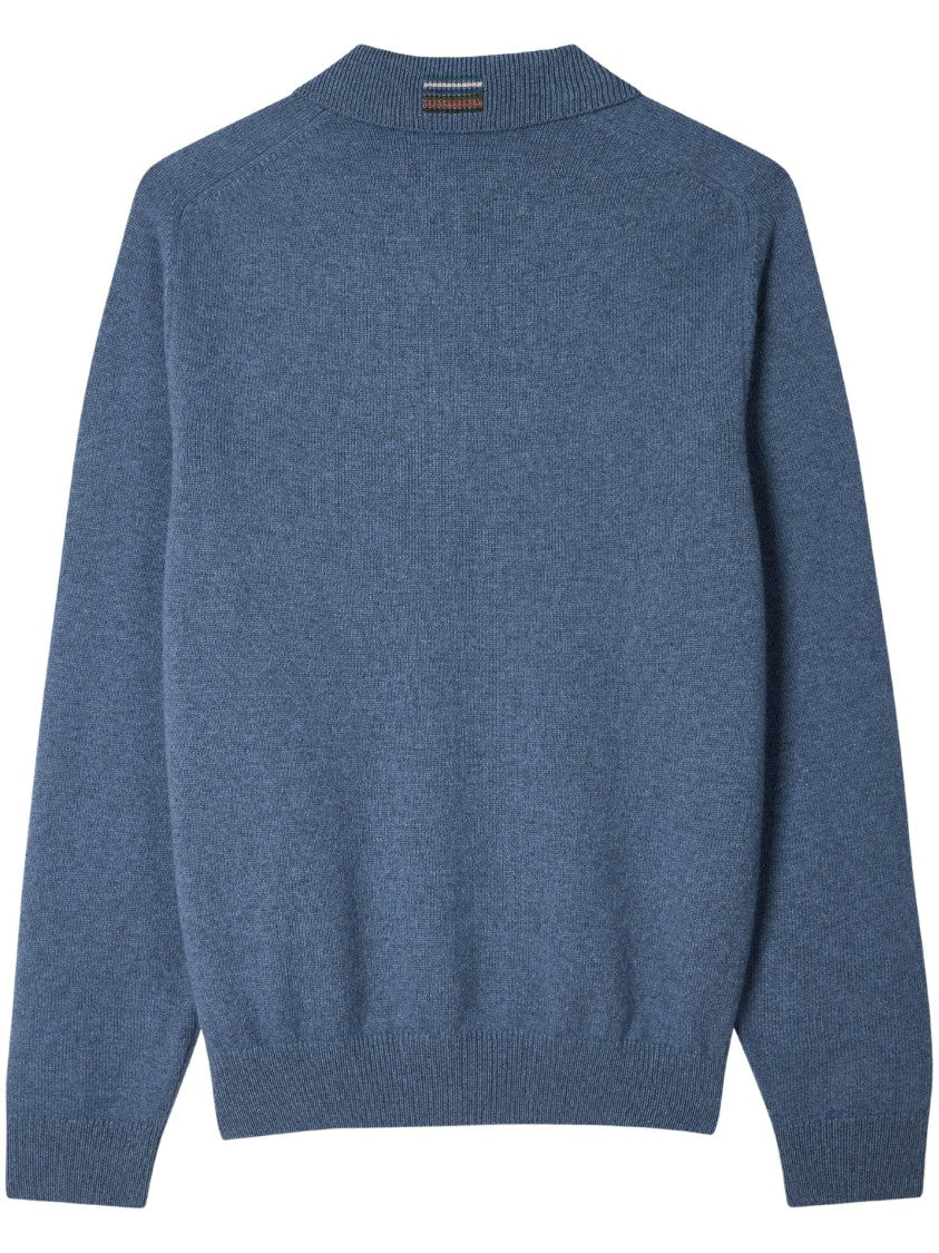 Paul Smith Mid Merino Wool Long-Sleeve Polo Shirt With Classic Collar
