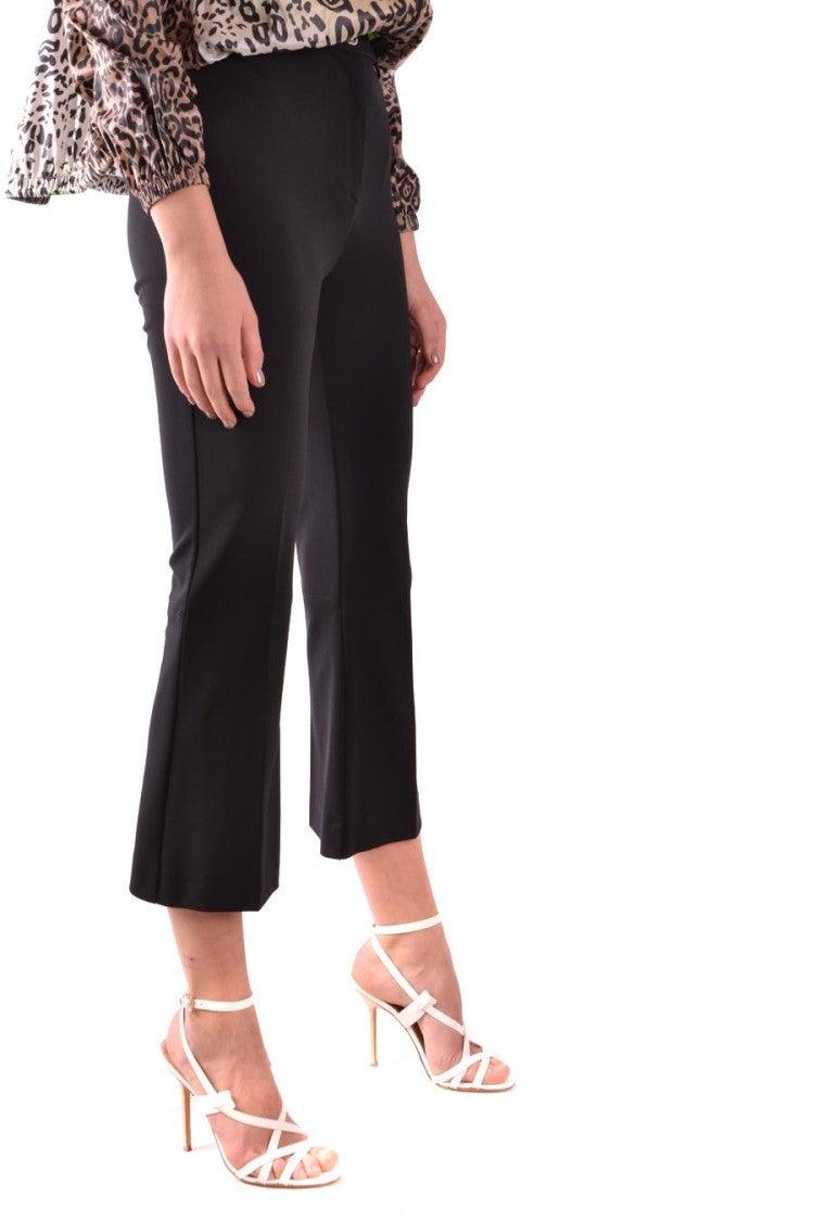 Pinko Cropped Black Trousers With Slight Flare Hem