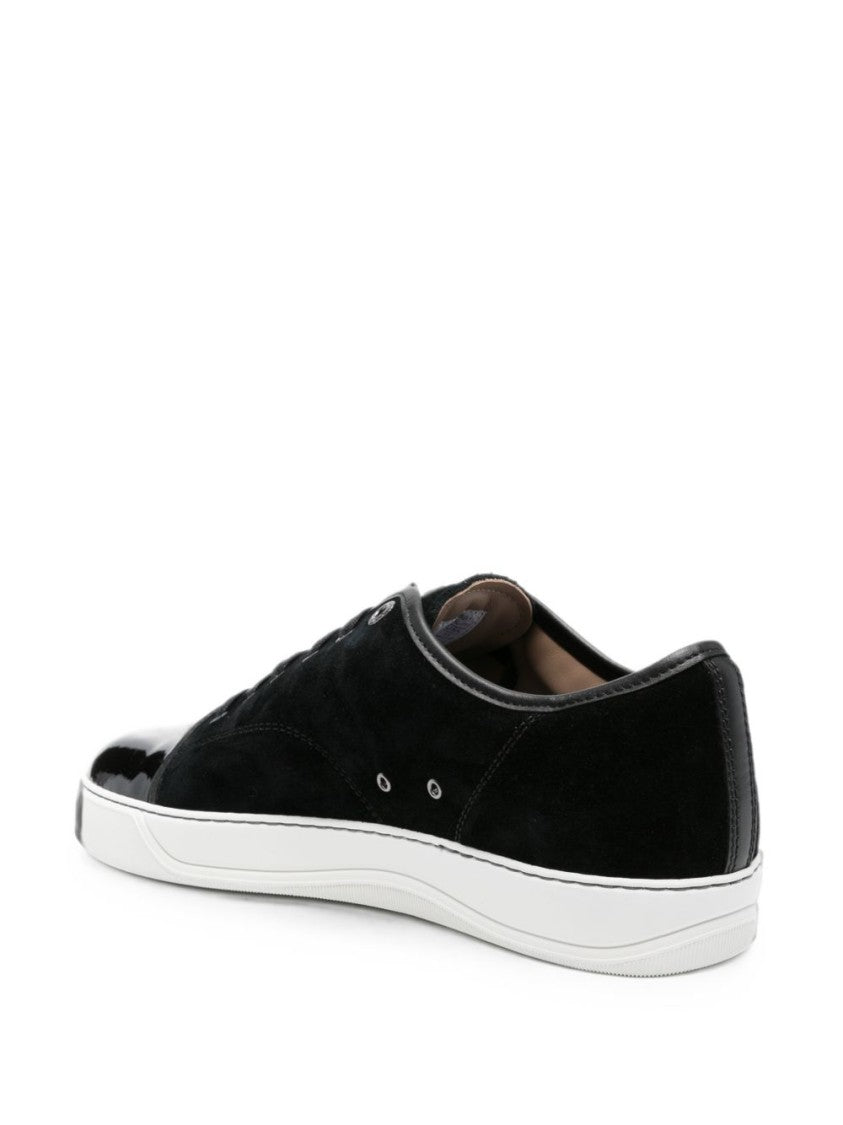 Lanvin Black Suede Patent Leather Sneakers