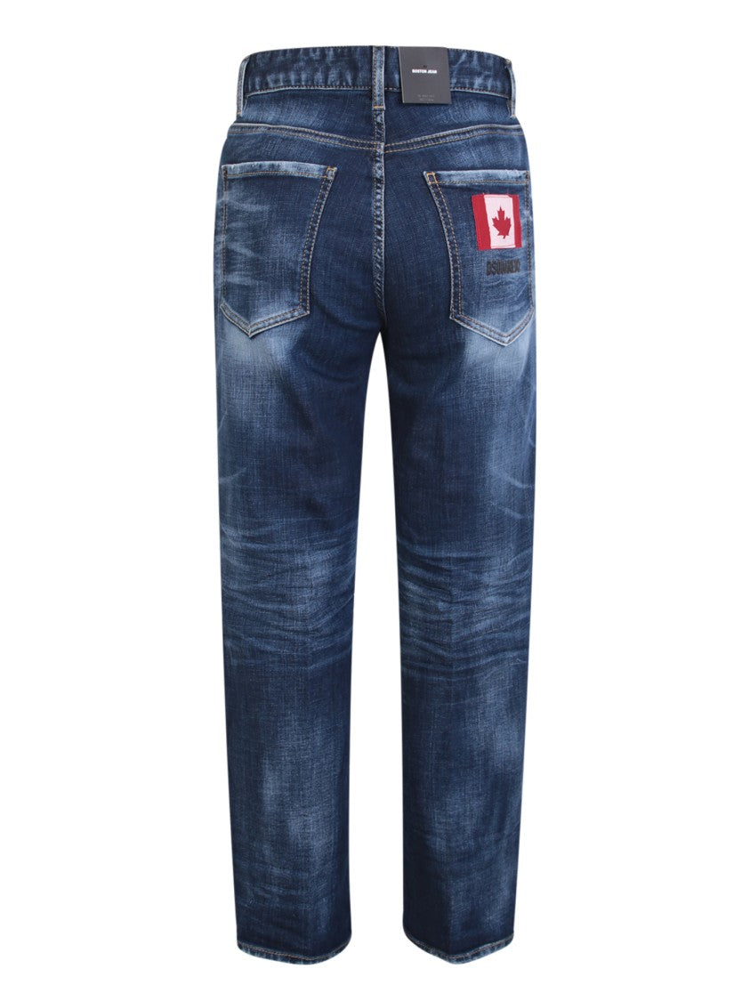 Dsquared2 Blue Love-Worn Effect Jeans With Logo Patch