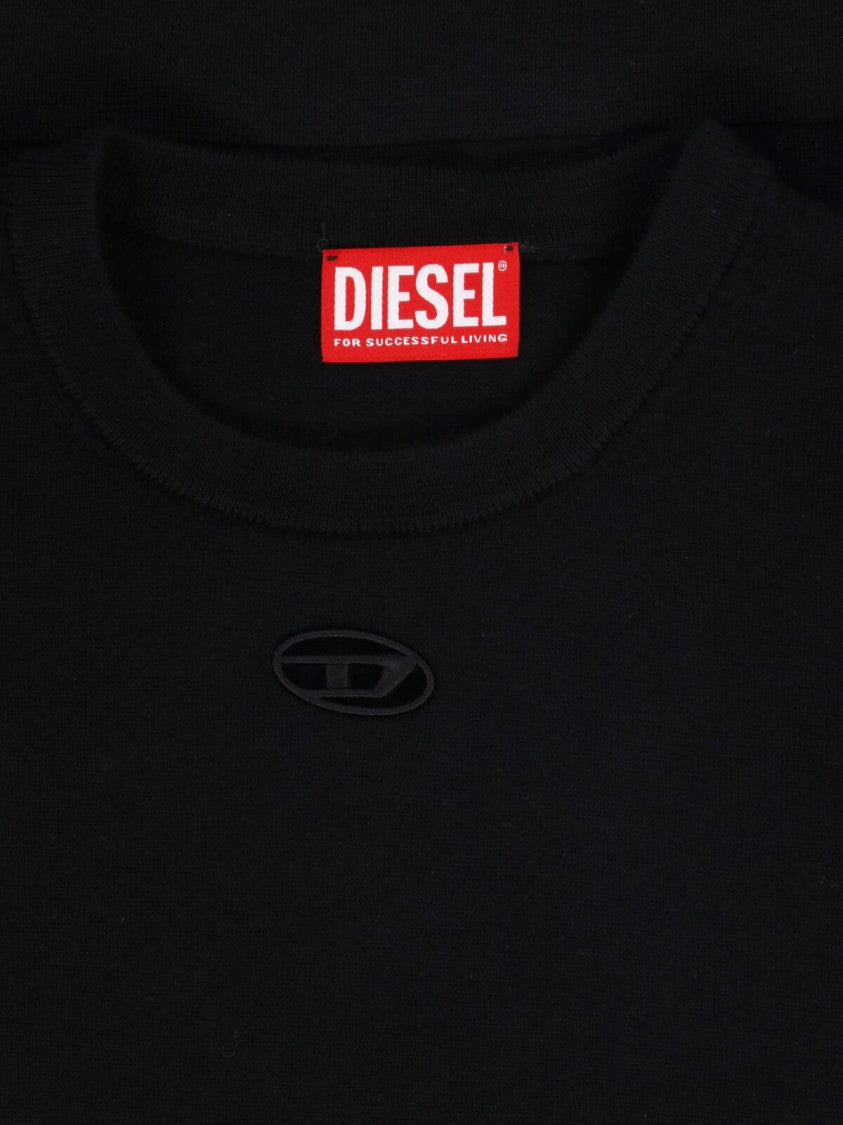 Diesel Ribbed Knit Sweater With Cut-Out Logo Detail