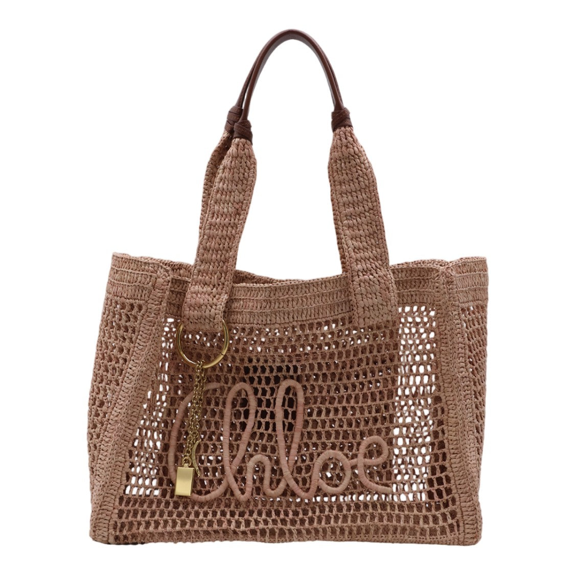 Chloé Rectangular Woven Tote Bag With Leather Accents