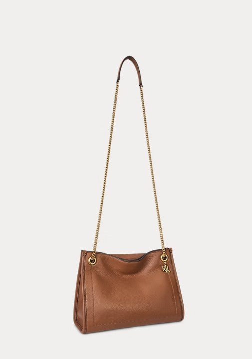 Lauren Ralph Lauren Hammered Leather Medium Tote With Chain Handles