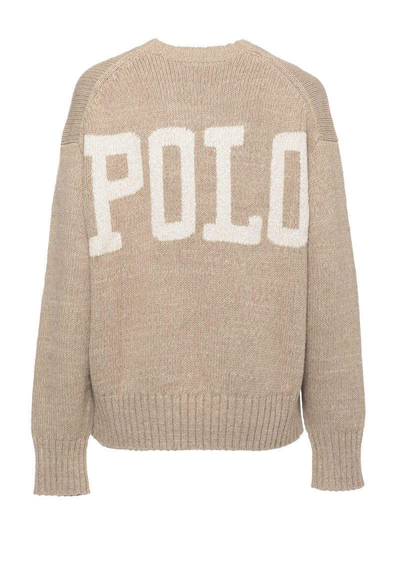Polo Ralph Lauren Beige Pony Crewneck Cotton Sweater