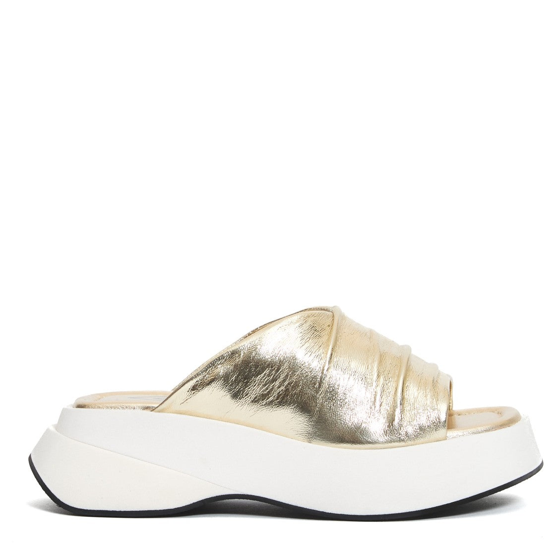 Elena Iachi Ciabatta Zeppa In Pelle Platino