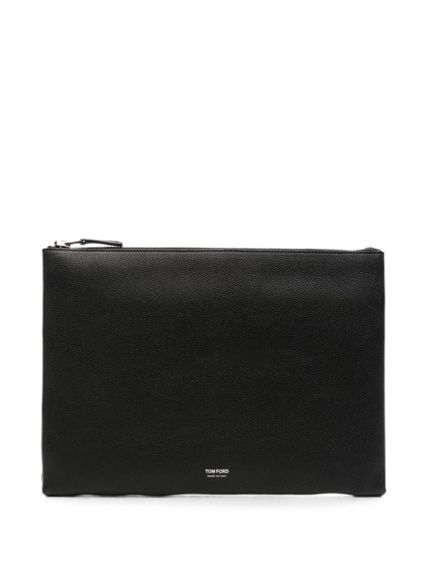 Tom Ford Black Rectangular Smooth Calf Leather Clutch