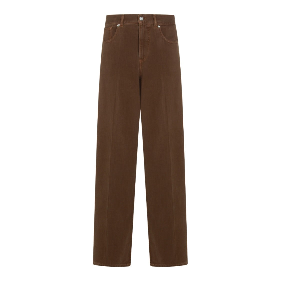 Nine In The Morning Straight-Leg Brown Denim Jeans With High Waist And Five-Pocket Design