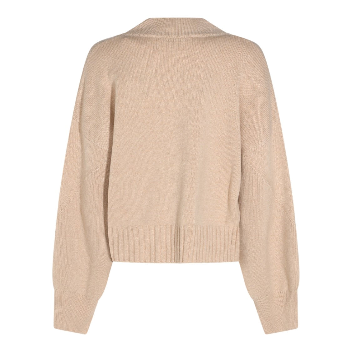 Malo Beige Relaxed Fit Ribbed Knit Sweater