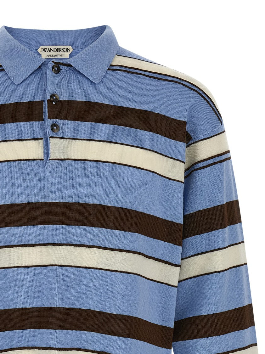 J. W. Anderson Knitted Striped Cotton Rugby Polo Shirt