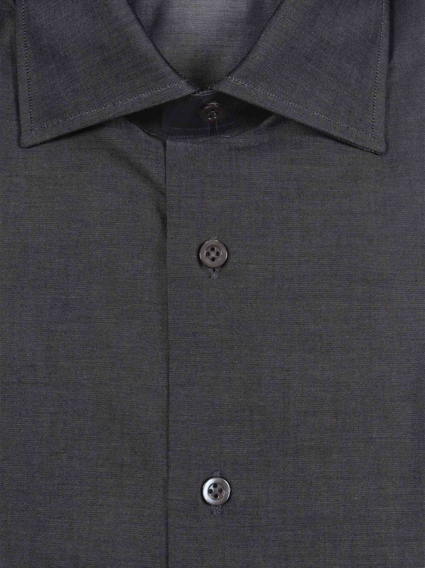 Mazzarelli Camicie Slim-Fit Gray Twill Shirt