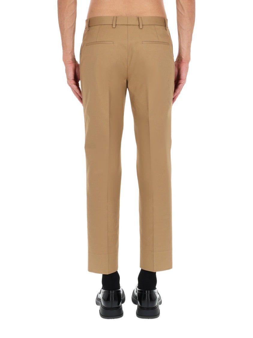 Gucci Brown Cotton Tailored Pants With Cropped Cut And Minimalist Design
