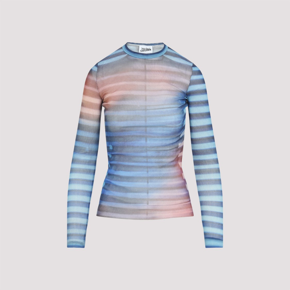 Jean Paul Gaultier Light Blue Mesh Printed Air Long Sleeves Top
