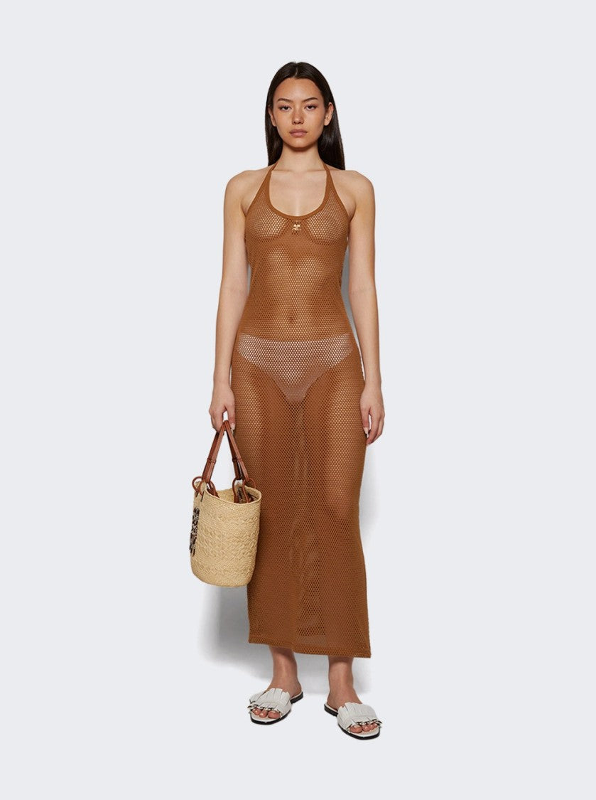 Courrèges Holistic Mesh Long Dress Sepia