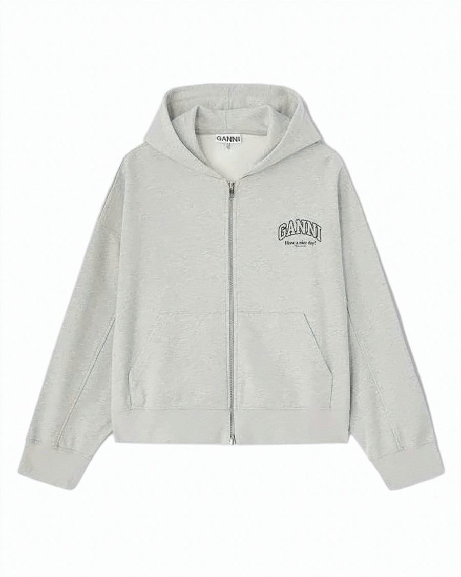 Ganni Zip-Up Hoodie With Subtle Logo Detail
