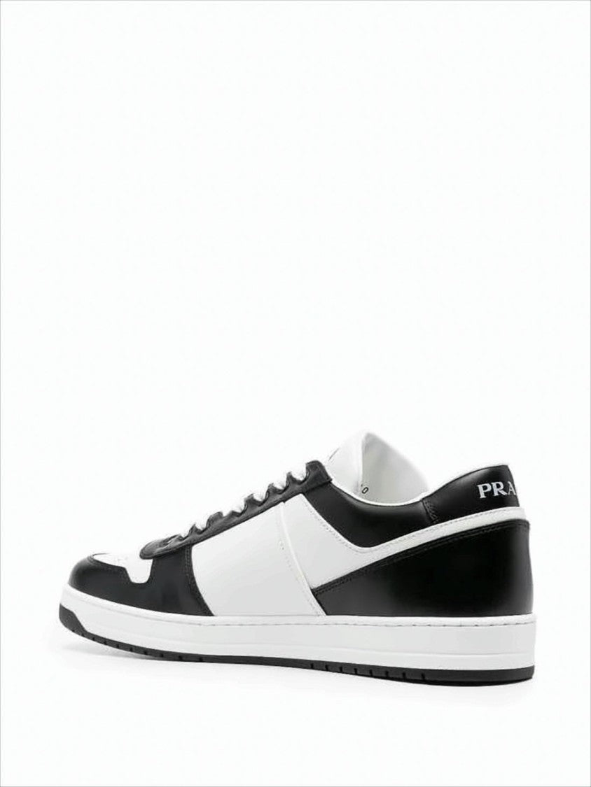 Prada Low-Top Sneakers With Perforated Detailing And Contrasting Trim