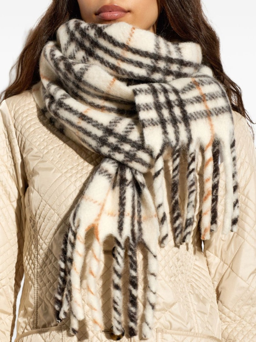 Burberry Multicolor Checked Fringed-Edge Scarf