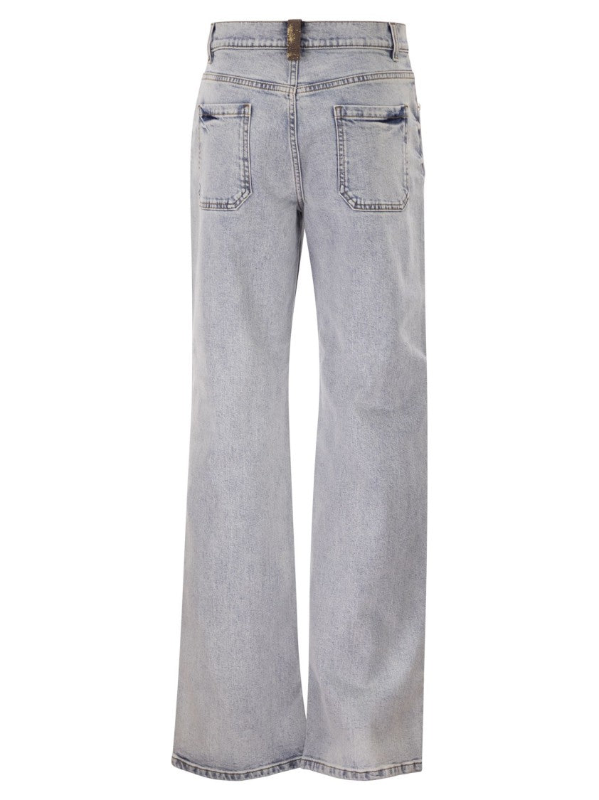 Fabiana Filippi Five-Pocket Denim Trousers With Diamond Detailing