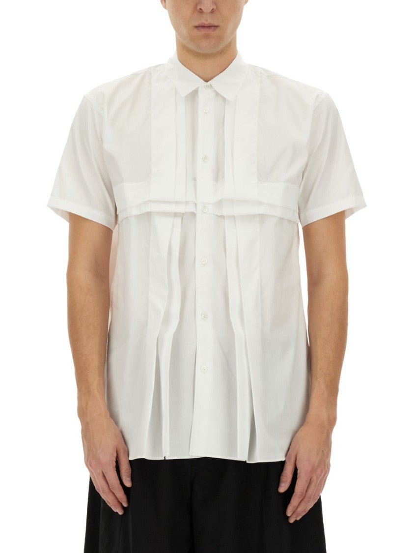 Comme Des Garçons Pleated Front Cotton Poplin Shirt