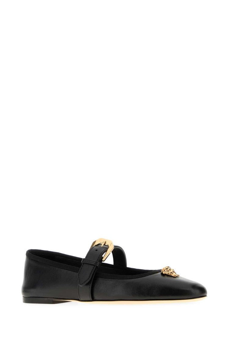 Versace Black Nappa Leather Ballerinas