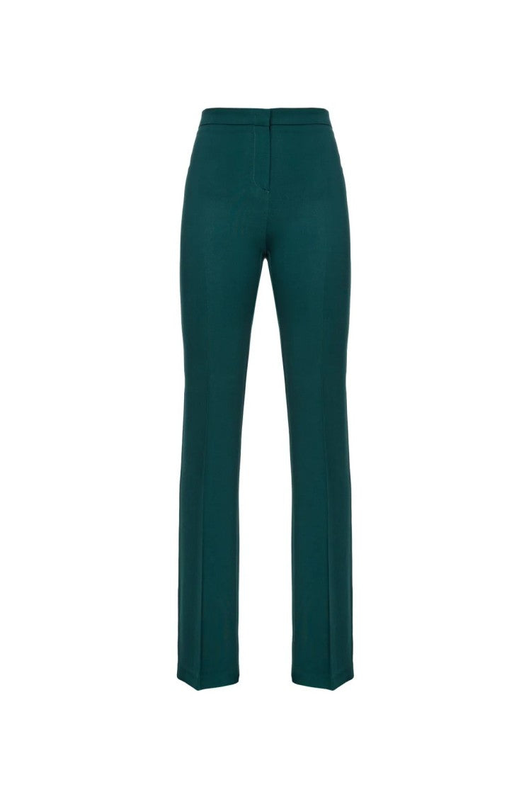 Pinko Green Viscose Wide-Leg Pants