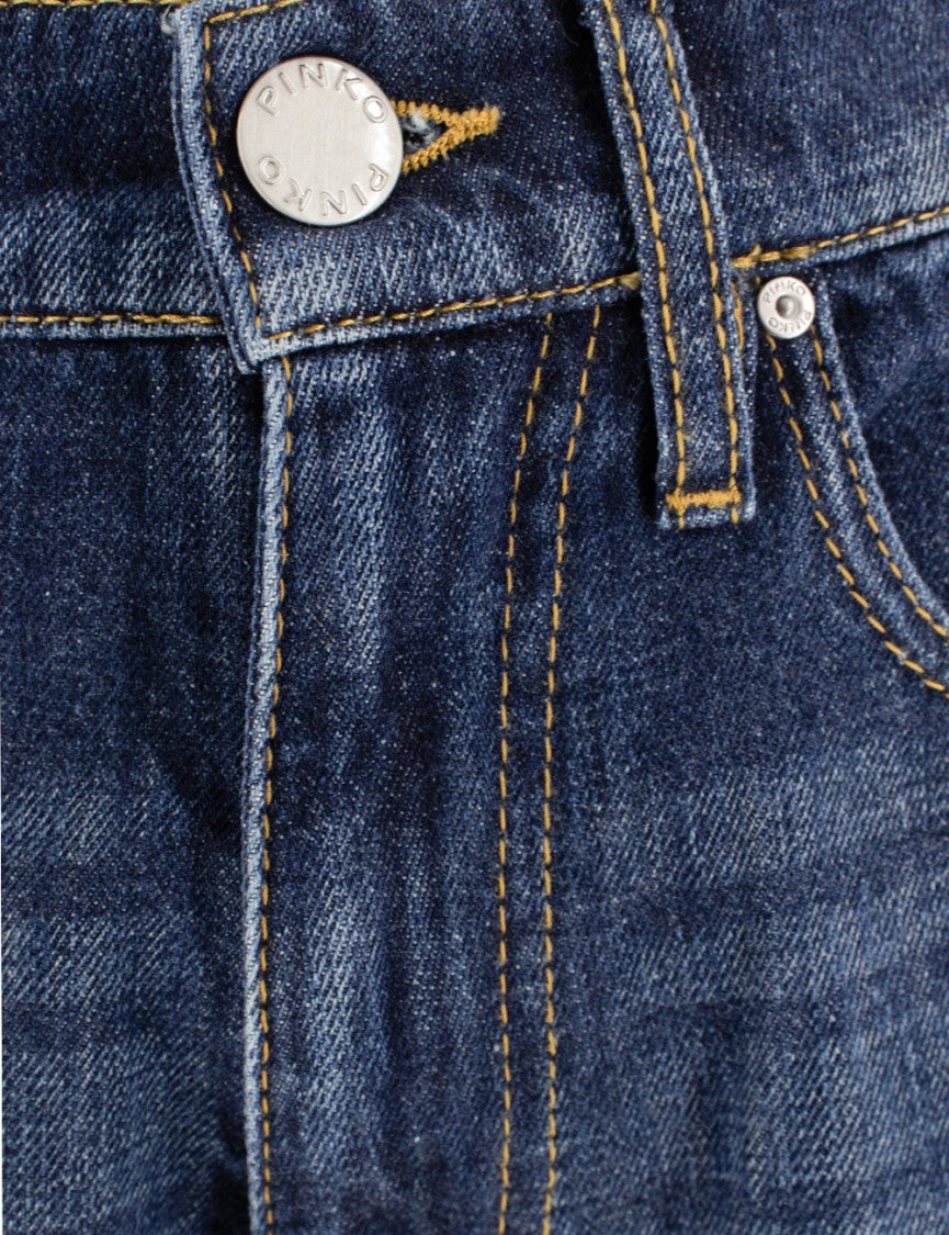 Pinko High-Waisted Wide-Leg Jeans In Vintage Wash