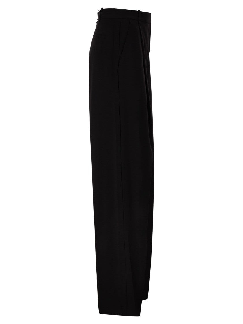 Elisabetta Franchi Lightweight Crepe Trousers With Charm Logo