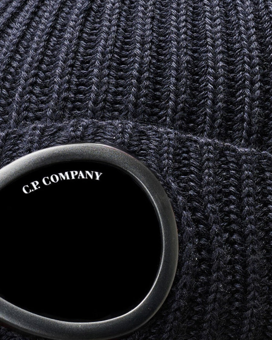 C.P. Company Total Eclipse Lens Ribbed Knit Beanie