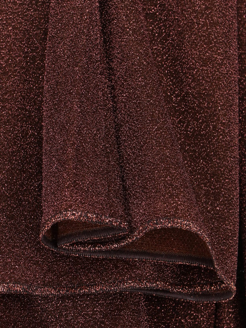Oséree "Lumière" Trousers In Semi-Transparent Brown Metallic Fabric