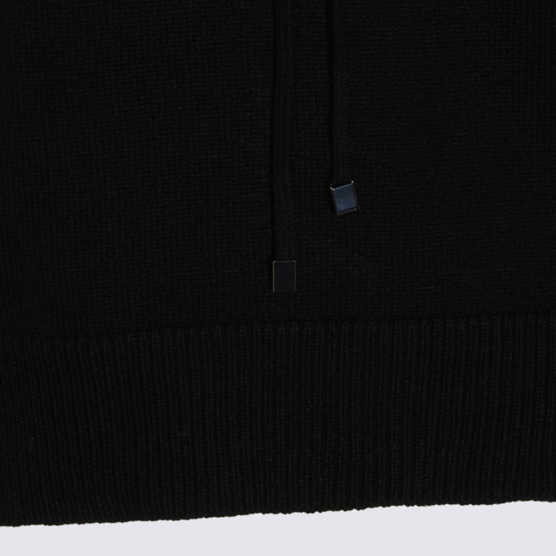 Antonelli Firenze Hooded Black Knit Sweater With Relaxed Fit And Ribbed Details