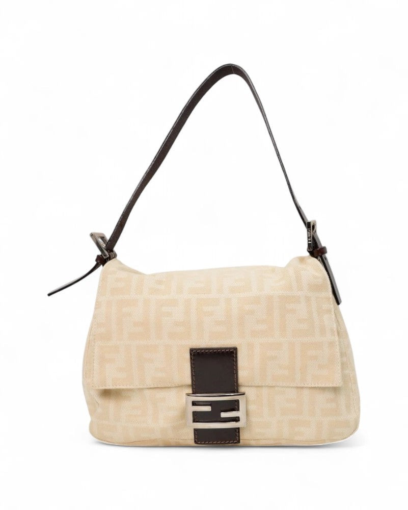 Fendi Mama Baguette Ff Logomania Beige