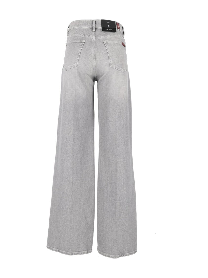 7 For All Mankind Silver Wash Lotta Wide-Leg Jeans
