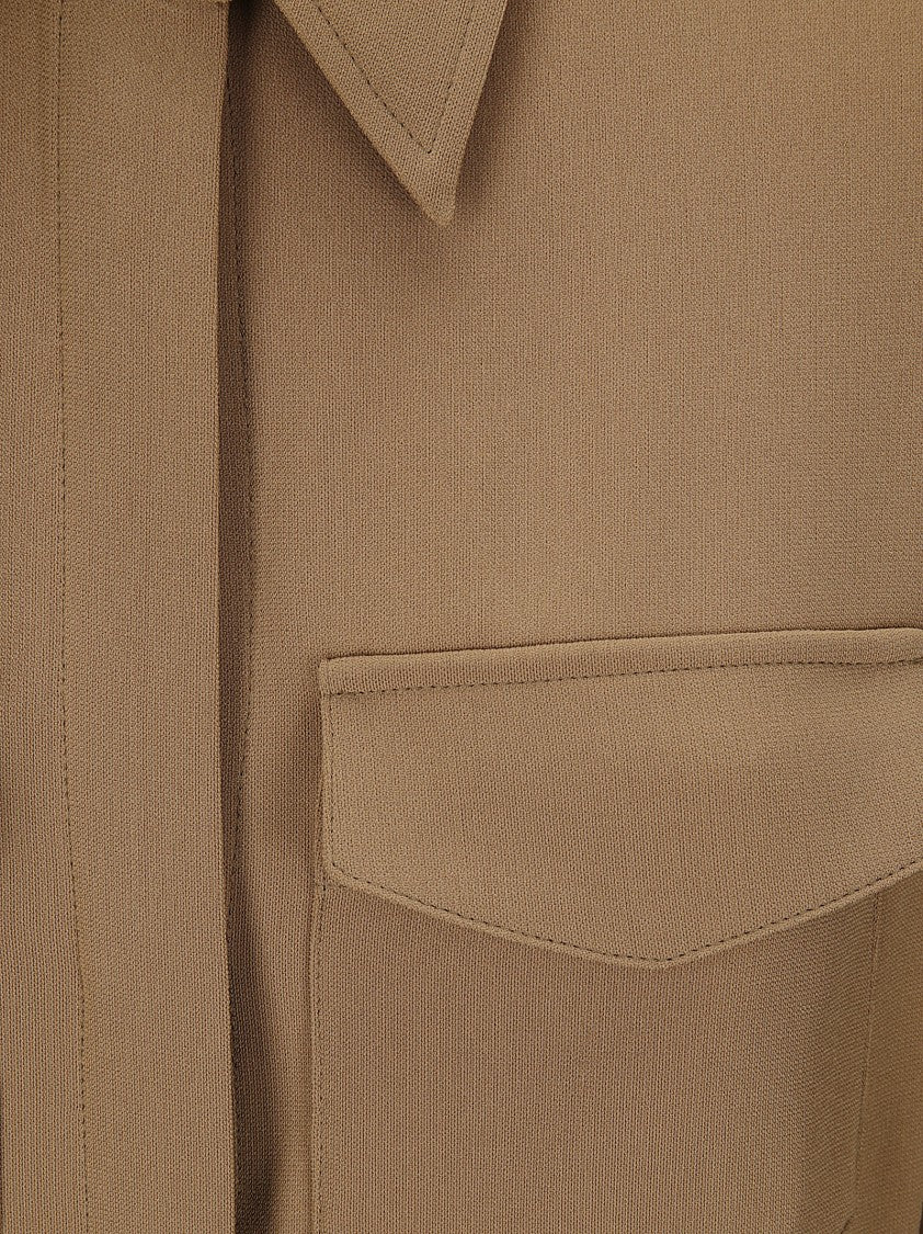 Alberto Biani Silk Maxi Shirt Dress With Classic Collar