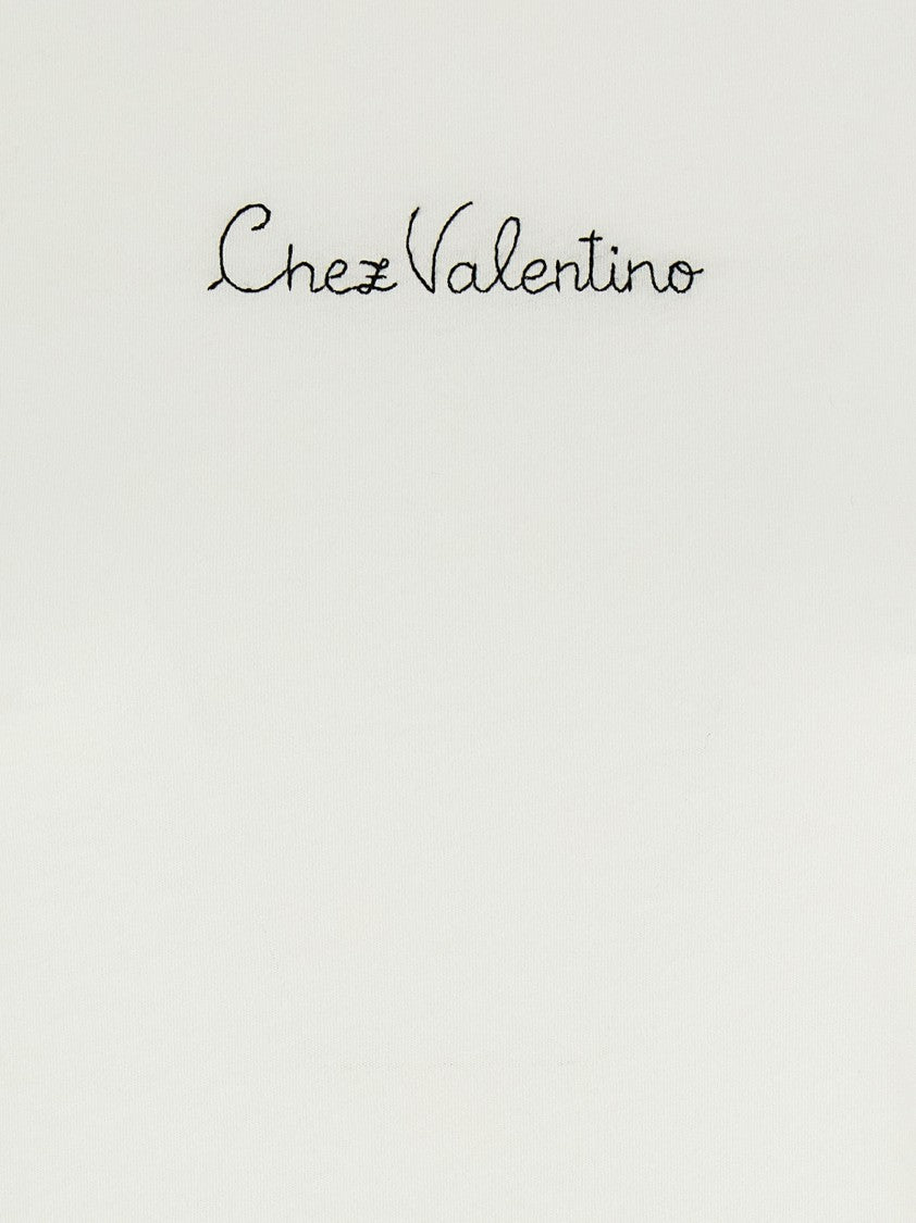 Valentino Garavani Cotton T-Shirt With 'Chez Valentino' Embroidery