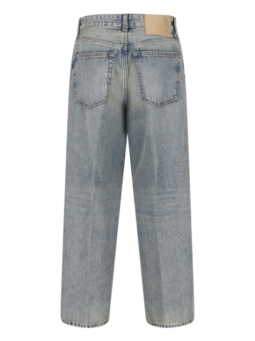 Haikure Blue Cotton Denim Straight-Leg Jeans With Five-Pocket Design