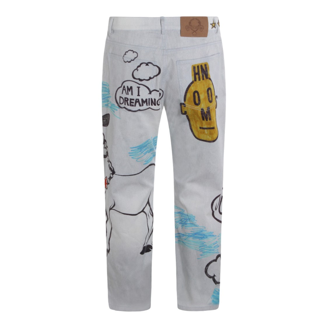 Moschino White Jeans With Graffiti-Inspired Artwork