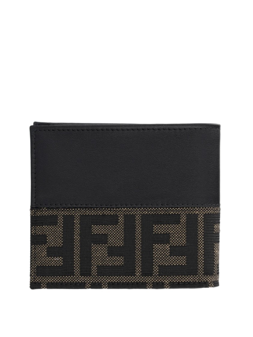 Fendi Black Geometric Pattern Calfskin Wallet