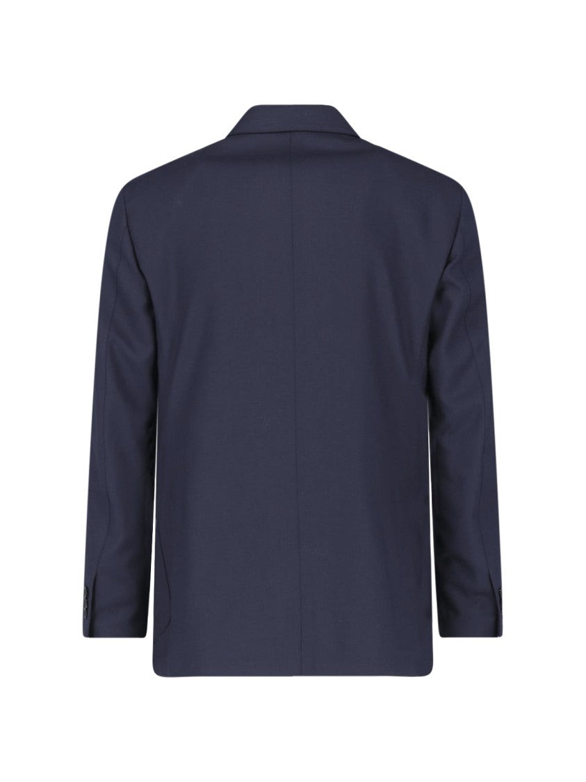 Lardini Navy Blue Double-Breasted Virgin Wool Suit