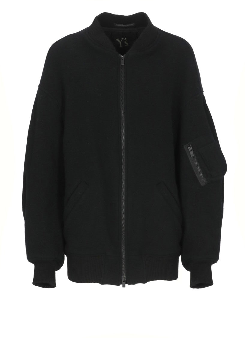 Y's Relaxed Fit Black Wool Coat