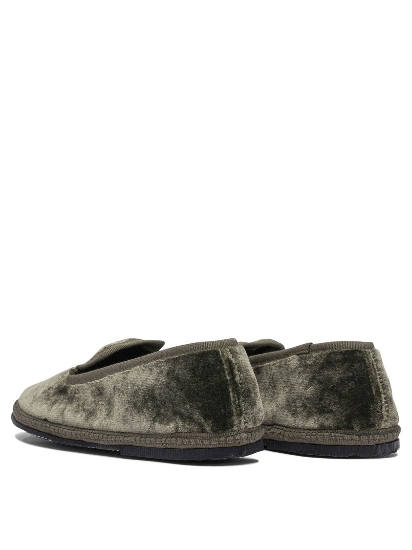 Sentier Di Segantin Roberta Green Loafers With Plush Texture And Durable Sole