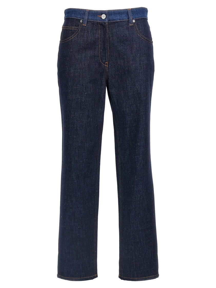 Fendi Two-Tone Cotton Denim Jeans