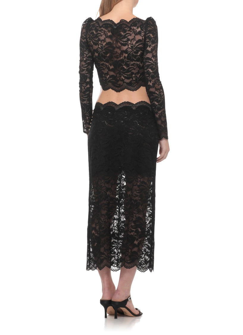 Rabanne Black Wide Neck Lace Sweater