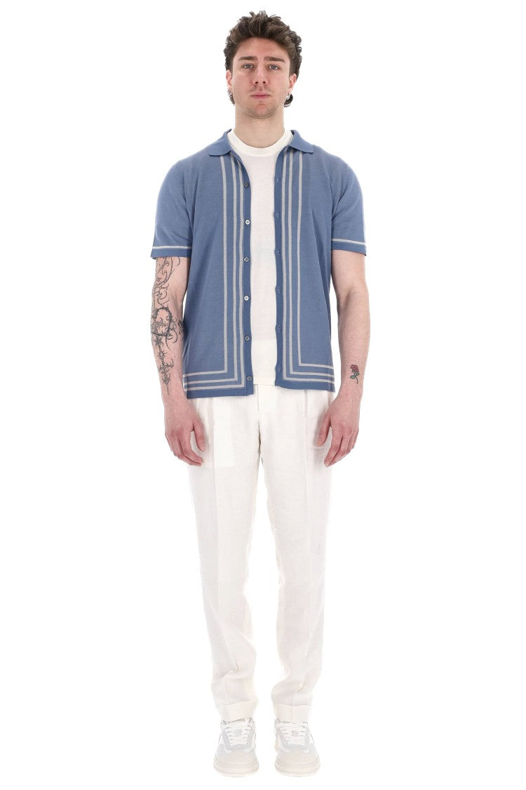 Drumohr Vertical Stripe Cotton Polo-Shirt