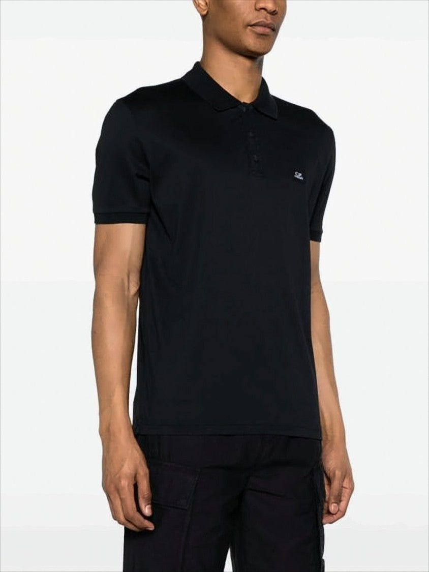 C.P. Company Short-Sleeve Black Polo Shirt With Traditional Collar
