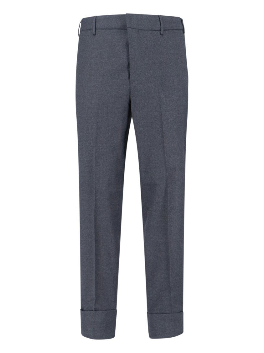 Cruna Mid-Rise Grey Wool Trousers With Tailored Finish