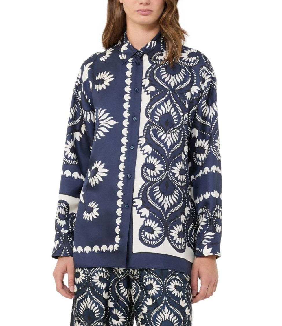 Max Mara Blue Deco Wkdlastra Silk Shirt