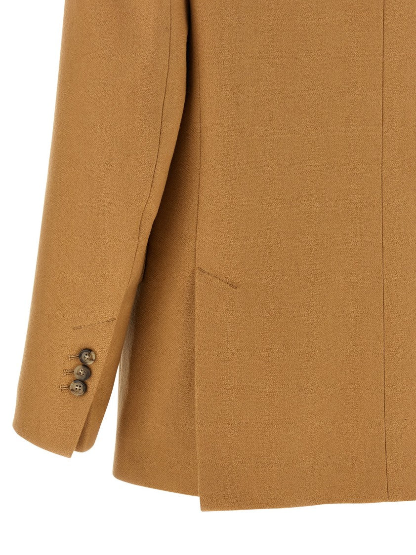 Ami Paris Single-Breasted Wool Blazer With Structured Shoulders And Flap Pockets