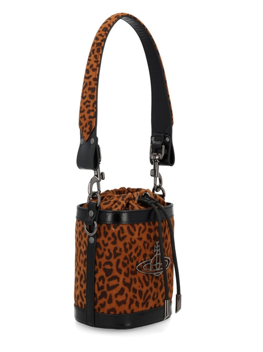 Vivienne Westwood Small Kitty Leopard Print Bucket Bag