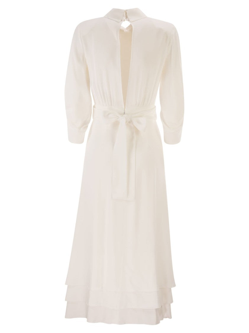 Elisabetta Franchi Regular Fit Viscose Georgette Dress With Flounced Skirt