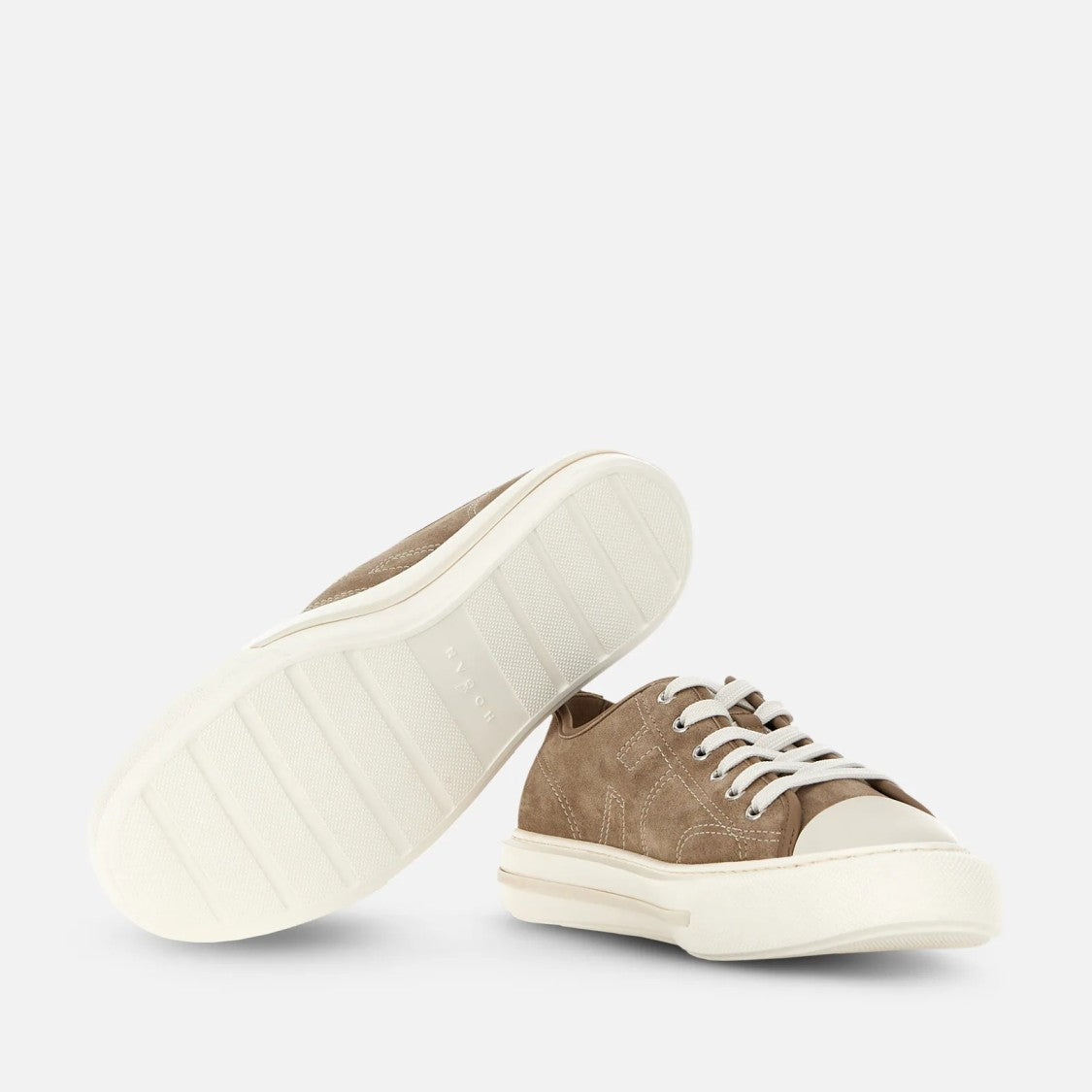 Hogan H691 Allacciato H Cuciture Sneakers In Beige