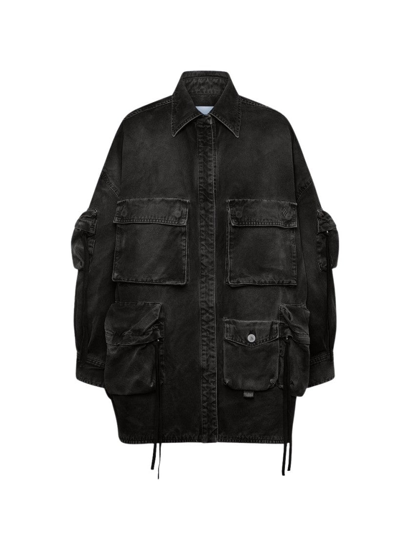 The Attico Fern Short Coat Black
